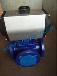 DIN WCB pneumatic top mounted three way ball valve